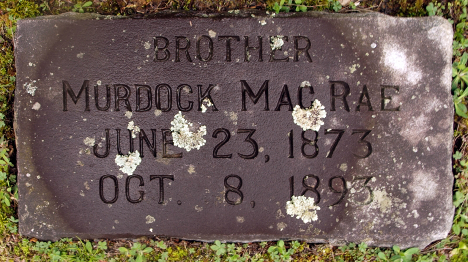 Photo of headstones/Murdock MacRae died 1893 MI Newland Cemetery North Carolina